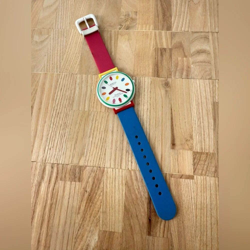 Vintage Armitron Awatch colorful color block watch NEW BATTERY